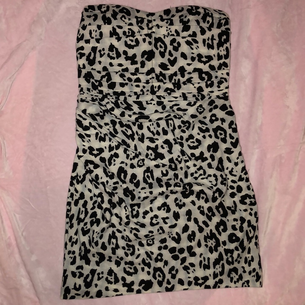 Leopard Print Strapless Mini Sheath Dress